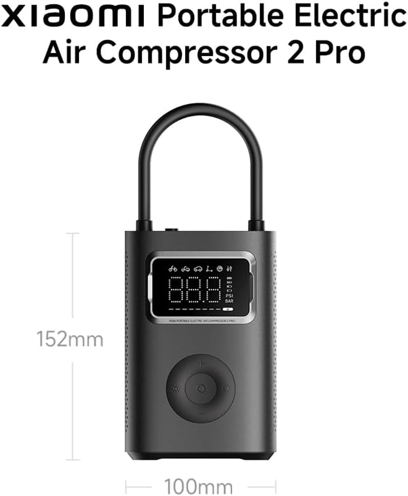 Xiaomi Portable Electric Air Compressor 2 Pro 150 PSI digitális kijelzővel autóhoz kerékpárhoz