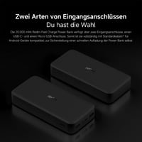 Xiaomi Redmi 20000 mAh 18W rýchlonabíjacia powerbanka, čierna, obojsmerné nabíjanie, externá batéria kompatibilná s iPhone 5