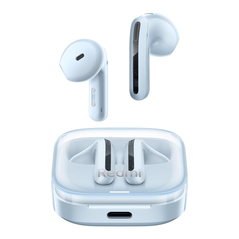 Bluetooth slúchadlá Xiaomi Redmi Buds 6 Active 5.4, 14,2 mm dynamický menič, 30-hodinová výdrž batérie, odolnosť voči vode IPX4, potlačenie hluku, priehľadné puzdro