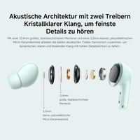 Bluetooth slúchadlá Xiaomi Redmi Buds 6 – zelené, duálny menič, 49 dB aktívne potlačenie hluku, výdrž batérie 10+42 hodín, odolnosť voči vode IP54 4