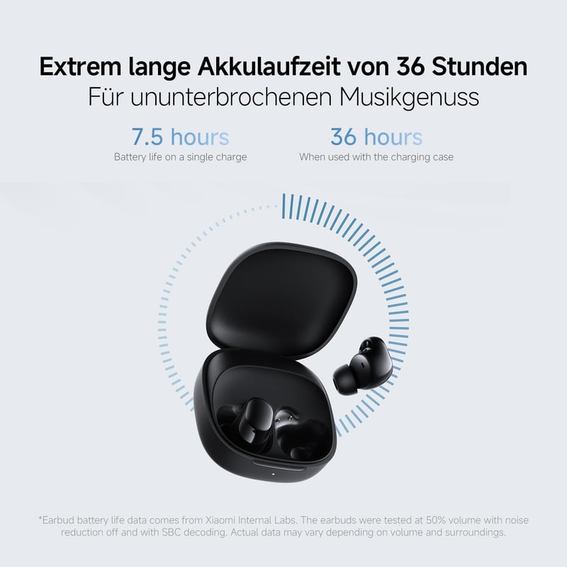 Xiaomi Redmi Buds 6 Play vezeték nélküli fülhallgató, 36 órás akkumulátor, zajszűrés - black, Redmi Buds 6 Play