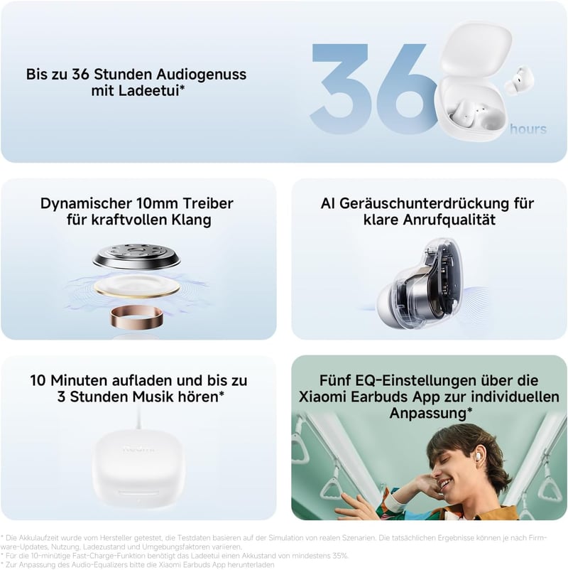 Xiaomi Redmi Buds 6 Play vezeték nélküli fülhallgató, 36 órás akkumulátor, zajszűrés - black, Redmi Buds 6 Play