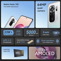Smartphone Xiaomi Redmi Note 10S 6GB RAM 128GB ROM Albastru 6,43" AMOLED Cameră 64MP Baterie 5000mAh Încărcare rapidă 33W MediaTek Helio G95 Versiune Globală 6