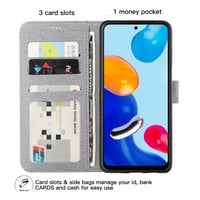 Siva preklopna futrola za Xiaomi Redmi Note 11 s pretincem za kartice i stalkom 3