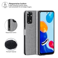 Siva preklopna futrola za Xiaomi Redmi Note 11 s pretincem za kartice i stalkom 6