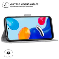 Siva preklopna futrola za Xiaomi Redmi Note 11 s pretincem za kartice i stalkom 2