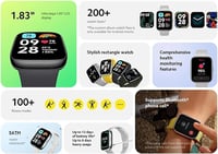 Ceas inteligent Xiaomi Redmi Watch 3 Active - Ecran HD, Rezistență la apă IP68, Monitorizarea sănătății, Gri 3