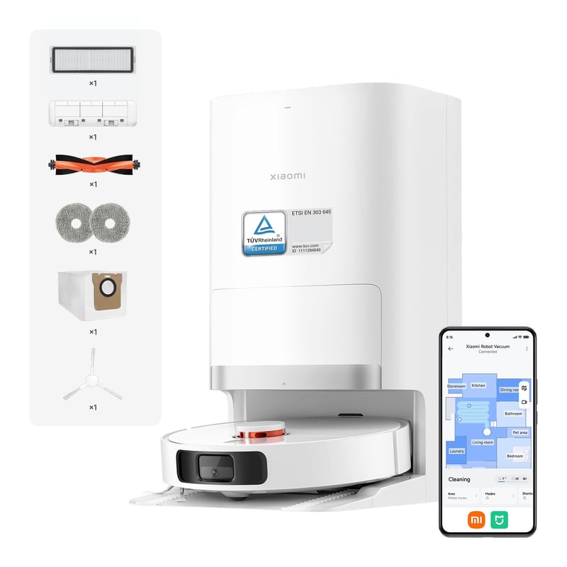 Aspirator robot Xiaomi Robot Vacuum X20+ cu funcție de mop, putere de aspirare 6000 Pa, stație automată de încărcare și golire, autonomie baterie 140 minute
