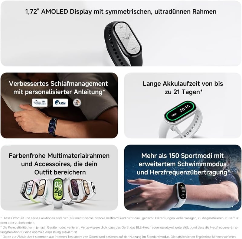 Brățară fitness Xiaomi Smart Band 10 AMOLED, ceas inteligent cu monitorizare ritm cardiac și rezistență la apă - Ceramic Edition, Alb Perlat, Modern