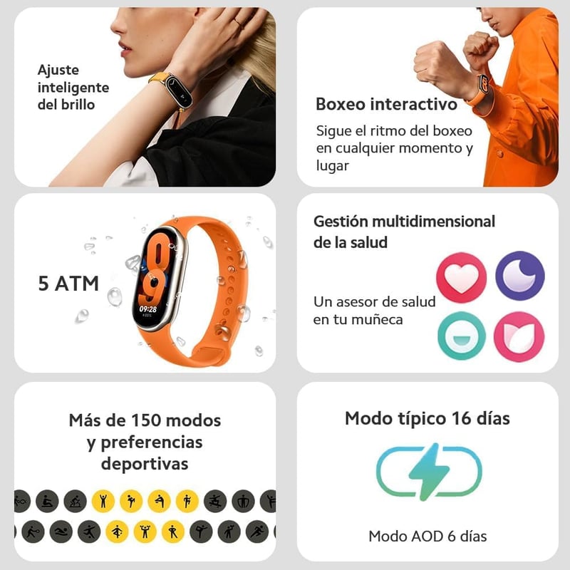 Xiaomi Smart Band 8 Fitness Tracker AMOLED kijelző 16 napos akkumulátor SpO2 pulzus