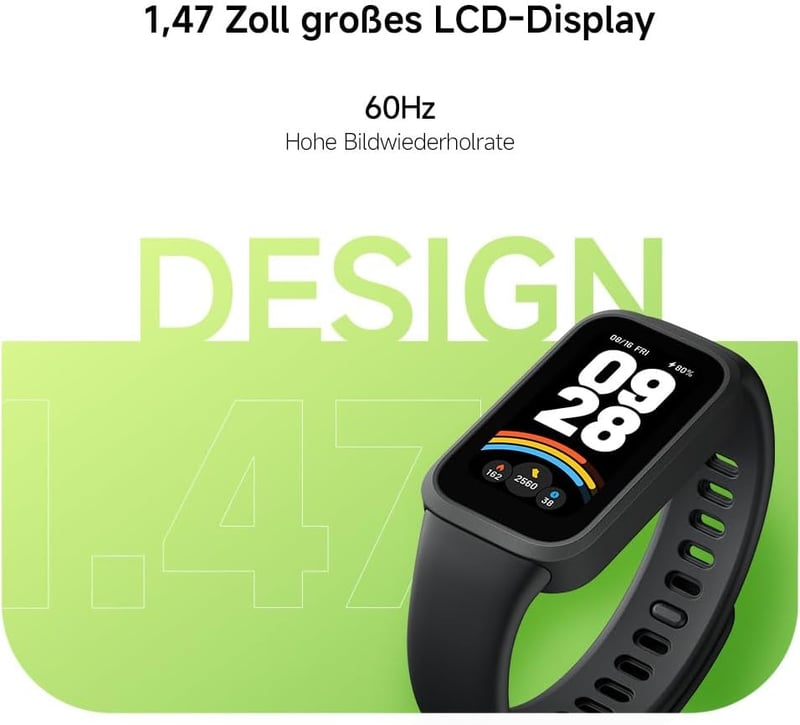 XIAOMI Smart Band 9 Active fekete okosóra 1.47" kijelző 18 napos akkumulátor 50 sportmód vízálló - black