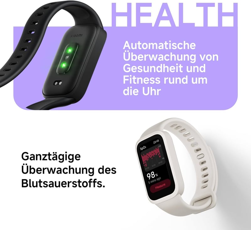 XIAOMI Smart Band 9 Active lila okosóra 37mm, 450 nits, 18 napos akkumulátor, 50 sportmód, vízálló - Purple