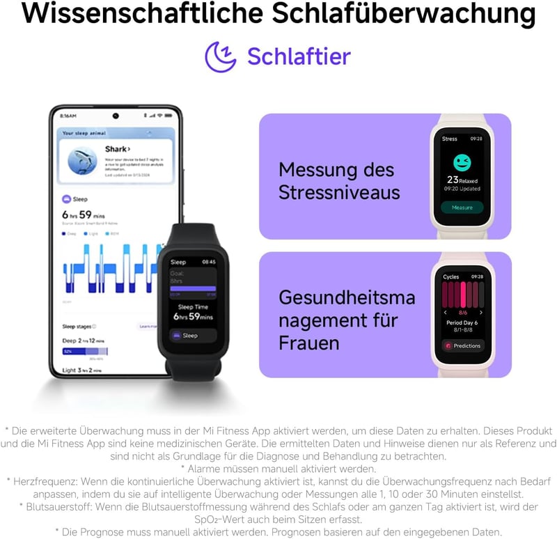 XIAOMI Smart Band 9 Active lila okosóra 37mm, 450 nits, 18 napos akkumulátor, 50 sportmód, vízálló - Purple