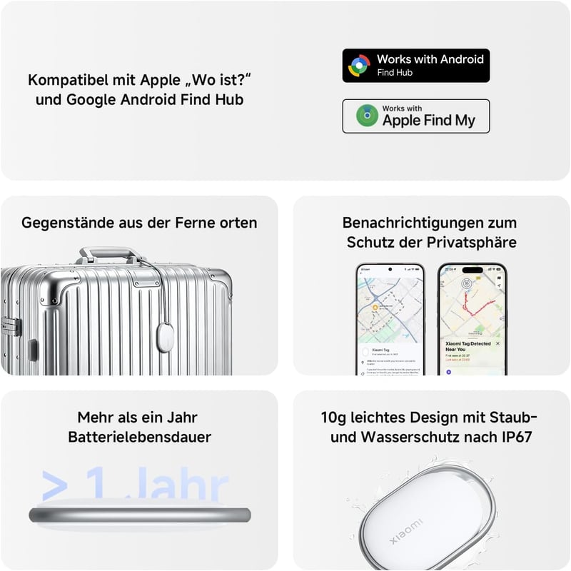 Xiaomi Smart Tag Apple Find My és Google Android kompatibilis nyomkövető 4 csomag - One Size, Pack of 4, Xiaomi tag