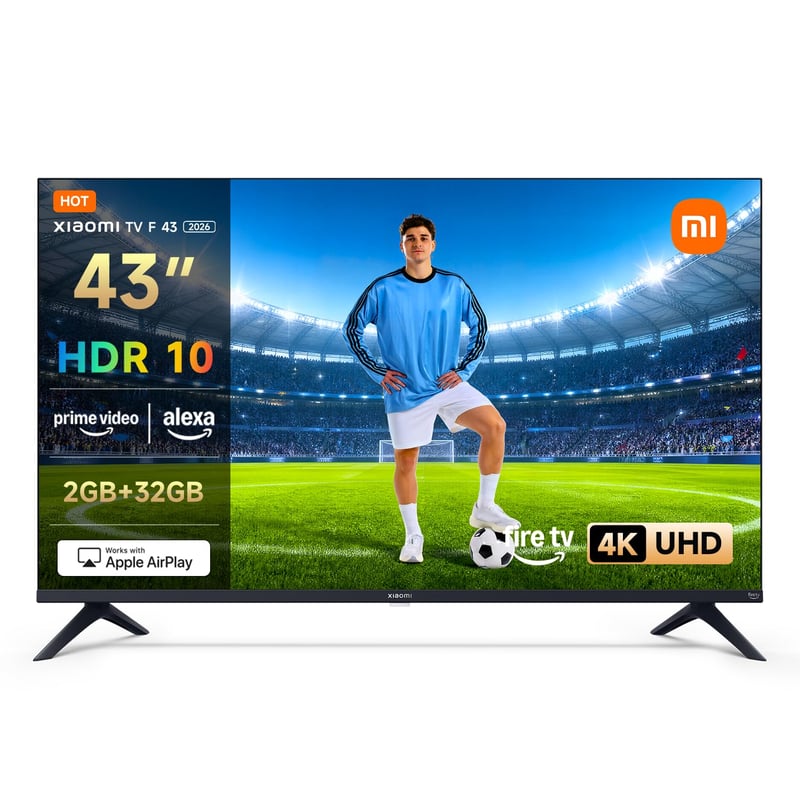 Smart TV Xiaomi TV F 43, 43 inchi, 4K UHD, Fire OS8, HDR10, MEMC, control vocal Alexa, Apple AirPlay, tuner triplu DVB-C/S/T/T2/S2, 2GB+32GB