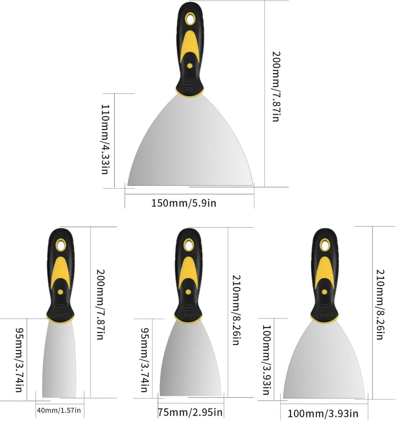 Xiaomoyu 4 részes spatula készlet rozsdamentes acél 1,5-6 hüvelyk