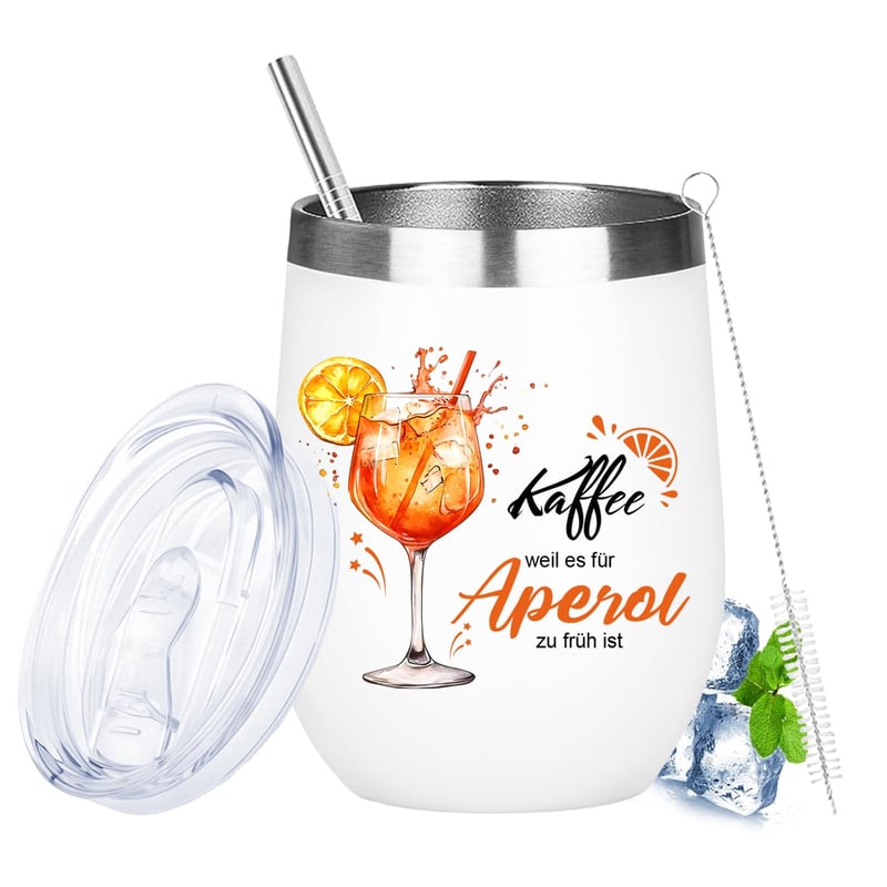 Cană cadou Aperol XIAZHDZ 360 ml – Cană termos din oțel inoxidabil cu capac