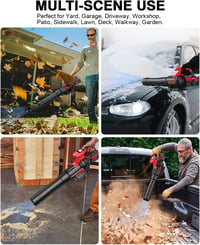 XIAZIR Akkus lombfúvó 2x4Ah 21V 3 fokozat LCD kijelzővel levelek sár hó autópor eltakarításához töltővel piros-fekete 8