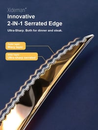 Xideman 24 részes evőeszköz készlet 6 személyre, fekete kalapált design, titánium bevonattal, mosogatógépben mosható 3