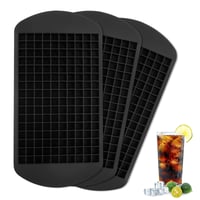 XIEJ Silikónová forma na ľad 3 ks – 160 mini kociek (1 cm), 24x12 cm, opakovane použiteľná tácka na ľad do koktailov a whisky, čierna 1