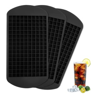 XIEJ Silikonski kalup za led, 3 komada - 160 mini kockica od 1 cm, 24x12 cm, višekratna posuda za led za koktele i viski, crna