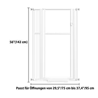 Xifamniy 142 cm Magas Ajtóvédő Rács, 75-95 cm Szélesség, Fúrás Nélküli Macskavédő Kapu, Átlátszó PC Anyag, Dupla Zár, Automata Záródás, Fehér 6