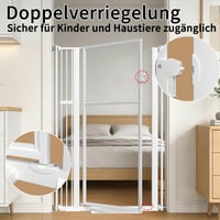 Xifamniy 142 cm Magas Ajtóvédő Rács, 75-95 cm Szélesség, Fúrás Nélküli Macskavédő Kapu, Átlátszó PC Anyag, Dupla Zár, Automata Záródás, Fehér 4