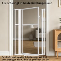 Xifamniy 142 cm Magas Ajtóvédő Rács, 75-95 cm Szélesség, Fúrás Nélküli Macskavédő Kapu, Átlátszó PC Anyag, Dupla Zár, Automata Záródás, Fehér 5