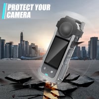XIHIRCD Cadru de Protecție din Aluminiu pentru Cameră Insta360 - Carcasă Metalică Neagră cu Protecție de Silicon pentru Obiectiv și Montură Cold Shoe - Accesoriu Durabil 3