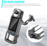 XIHIRCD Cadru de Protecție din Aluminiu pentru Cameră Insta360 - Carcasă Metalică Neagră cu Protecție de Silicon pentru Obiectiv și Montură Cold Shoe - Accesoriu Durabil 5