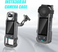 XIHIRCD Cadru de Protecție din Aluminiu pentru Cameră Insta360 - Carcasă Metalică Neagră cu Protecție de Silicon pentru Obiectiv și Montură Cold Shoe - Accesoriu Durabil 2