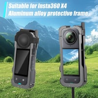 XIHIRCD Cadru de Protecție din Aluminiu pentru Cameră Insta360 - Carcasă Metalică Neagră cu Protecție de Silicon pentru Obiectiv și Montură Cold Shoe - Accesoriu Durabil 6