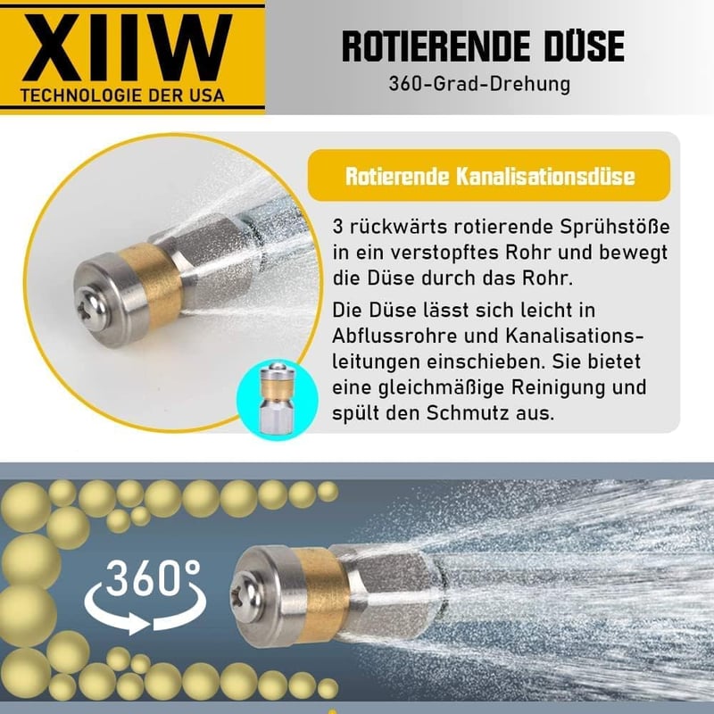 XIIW 30m Csatornatakarítás Tömlő 240 Bar M22 Adapter Kränzle Kärcher K2-K7 Nyomásmosóhoz