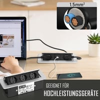 XIIW Alumínium Beépíthető Asztalcsatorna 3500W 16A 2 USB Aljzat Munkalaphoz - Silver-2 compartments+2USB 4