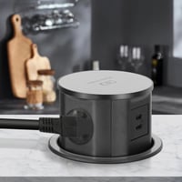 XIIW Asztalba süllyeszthető elosztó 3680W, 15W vezeték nélküli töltővel 7