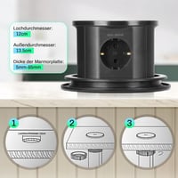 XIIW Asztalba süllyeszthető elosztó 3680W, 15W vezeték nélküli töltővel 3
