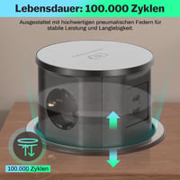 XIIW Asztalba süllyeszthető elosztó 3680W, 15W vezeték nélküli töltővel 2