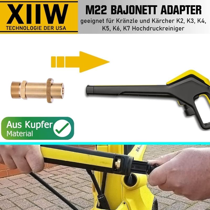 XIIW 30m Csatornatakarítás Tömlő 240 Bar M22 Adapter Kränzle Kärcher K2-K7 Nyomásmosóhoz