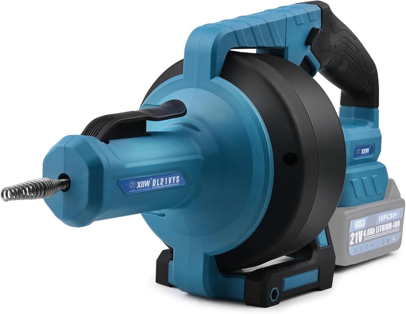 XIIW Elektromos Csőtisztító Gép 610 rpm Makita 18V Akkumulátorral Kompatibilis 7,6m Spirál 16-85mm Csövekhez Duguláselhárító