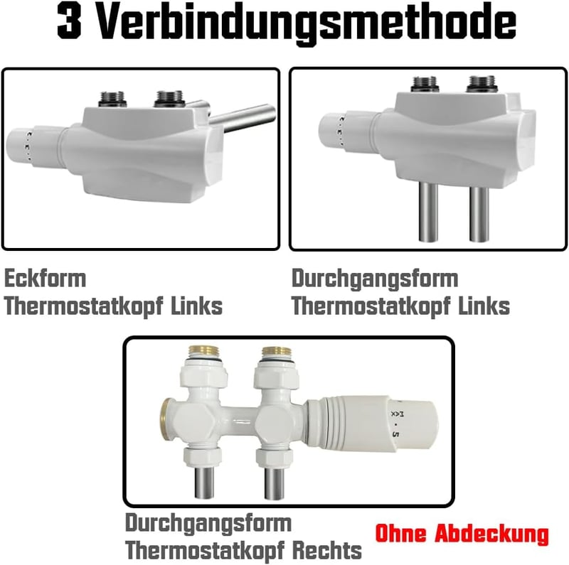 XIIW Termosztátos Radiátor Sarokblokk G1/2" G3/4" 50mm Szelep