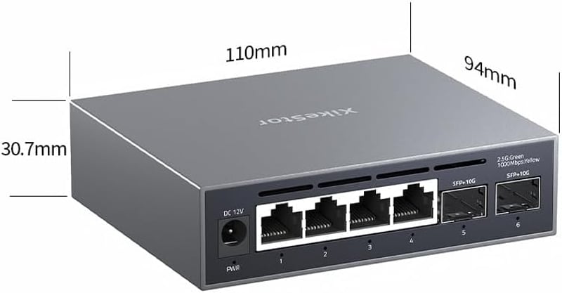 XikeStor 2.5G Web Managed Switch 4x RJ45 10G SFP+ Aluminium Hűtéssel
