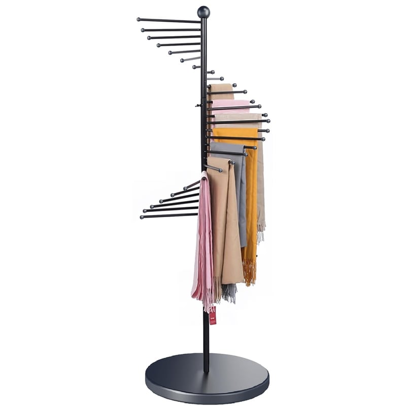 XIMSPHY metalni samostojeći stalak za šalove i kravate - crni - 42x170 cm