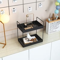 XINGDOZ Kétrétegű Konyhai Fűszertartó Állvány - Fürdőszobai Polc, Pult Alatti Szervező, Kozmetikai Tároló, Fekete, 10kg Teherbírás 4