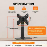 Stojan na TV a monitor XINLEI pre obrazovky s uhlopriečkou 17-43 palcov, otočný stolový držiak, nastaviteľná výška 665-977 mm, nosnosť 45 kg, max. VESA 200x200, bez nutnosti vŕtania 2