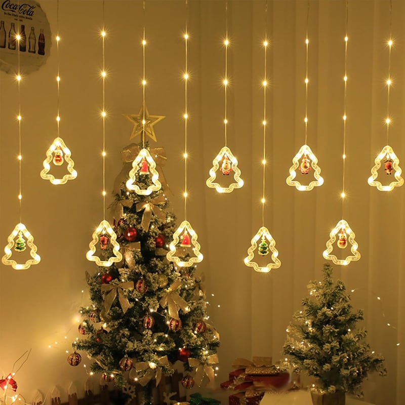 Xinlie 3m Karácsonyi LED Függöny Fényfüzér - 8 Világítási Mód, 5 Mintával, USB - Ablak, Erkély, Kert Dekoráció