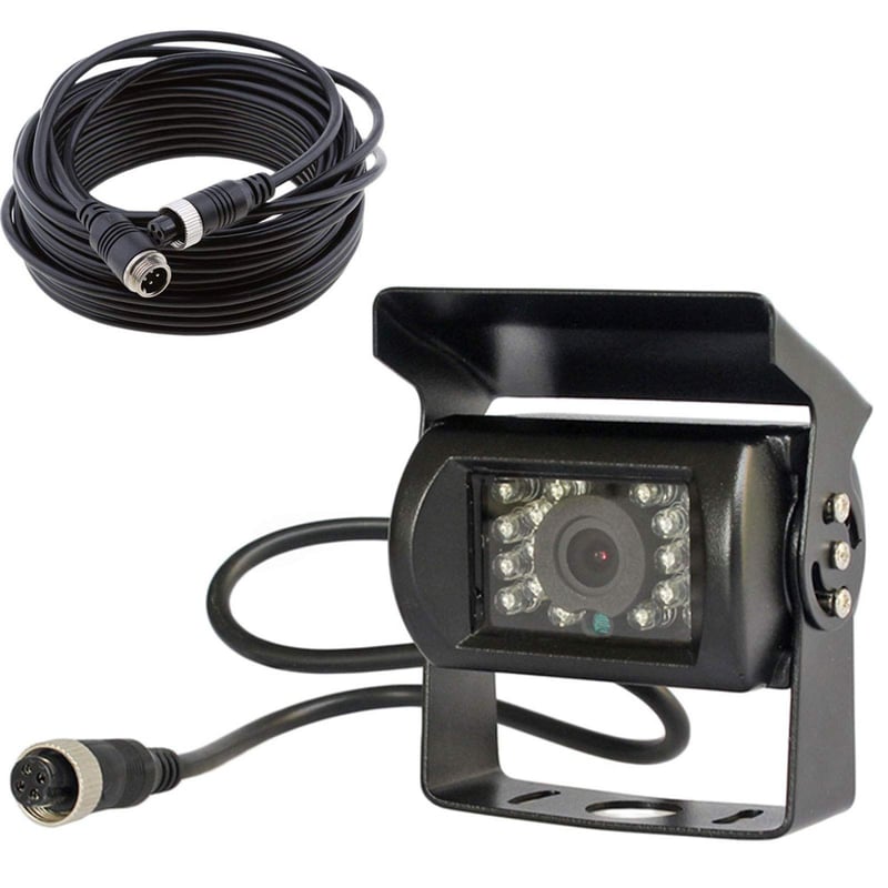 Cameră video pentru marșarier xinyida 12V-24V, 18 LED-uri IR, vedere nocturnă, impermeabilă, cameră spate cu cablu 4Pin de 15m, pentru autocamion, autobuz, remorcă