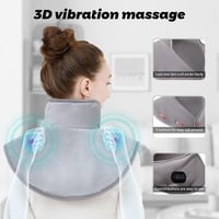 XINYUDAILY Vezeték nélküli nyak es váll melegítő masszírozó párna, 3 hőfok, 3 vibráció, 3 időzítő, USB töltés, szürke 3