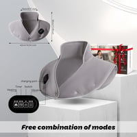 XINYUDAILY Vezeték nélküli nyak es váll melegítő masszírozó párna, 3 hőfok, 3 vibráció, 3 időzítő, USB töltés, szürke 6