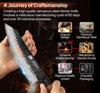 XINZUO Santoku nôž z damaškovej ocele 19,3 cm – Tepaný vzor, ergonomická rukoväť z bieleho dubu a červeného G10, profesionálne kovaný kuchynský nôž, v darčekovej krabičke 5
