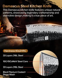 XINZUO Santoku nôž z damaškovej ocele 19,3 cm – Tepaný vzor, ergonomická rukoväť z bieleho dubu a červeného G10, profesionálne kovaný kuchynský nôž, v darčekovej krabičke 2